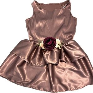 Chic Satin Dog Dress with Floral Accent